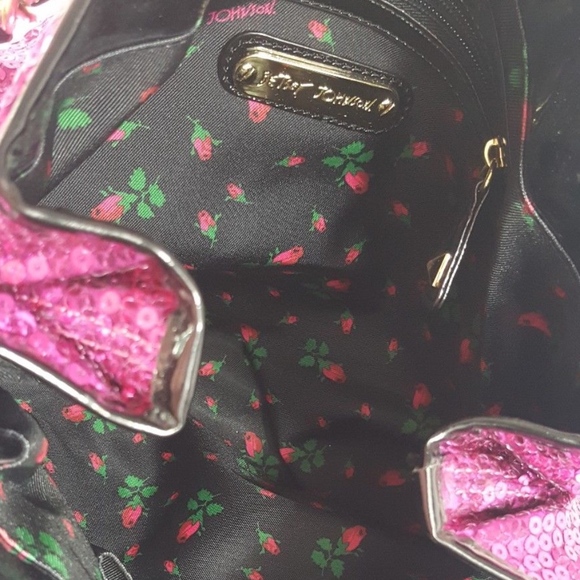 SOLD Betsey Johnson Purple Sequin Purse Rose Bow - Picture 5 of 6